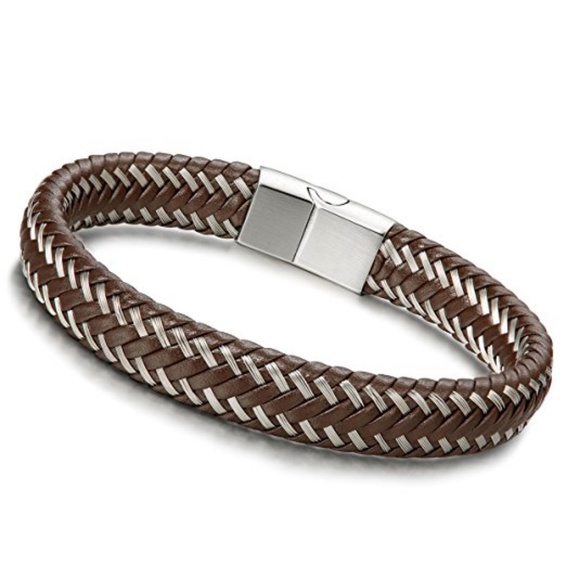 New Stylish Men Braided Leather Bracelet Bangle - Picture 5 of 5